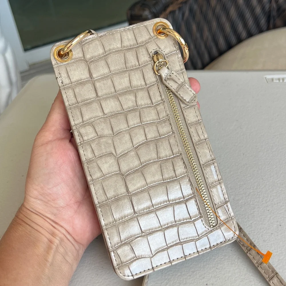 CROSSBODY PHONE CASE + WALLET new without tag TAUPE